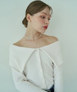 골지 니트 투웨이 가디건 (아이보리)