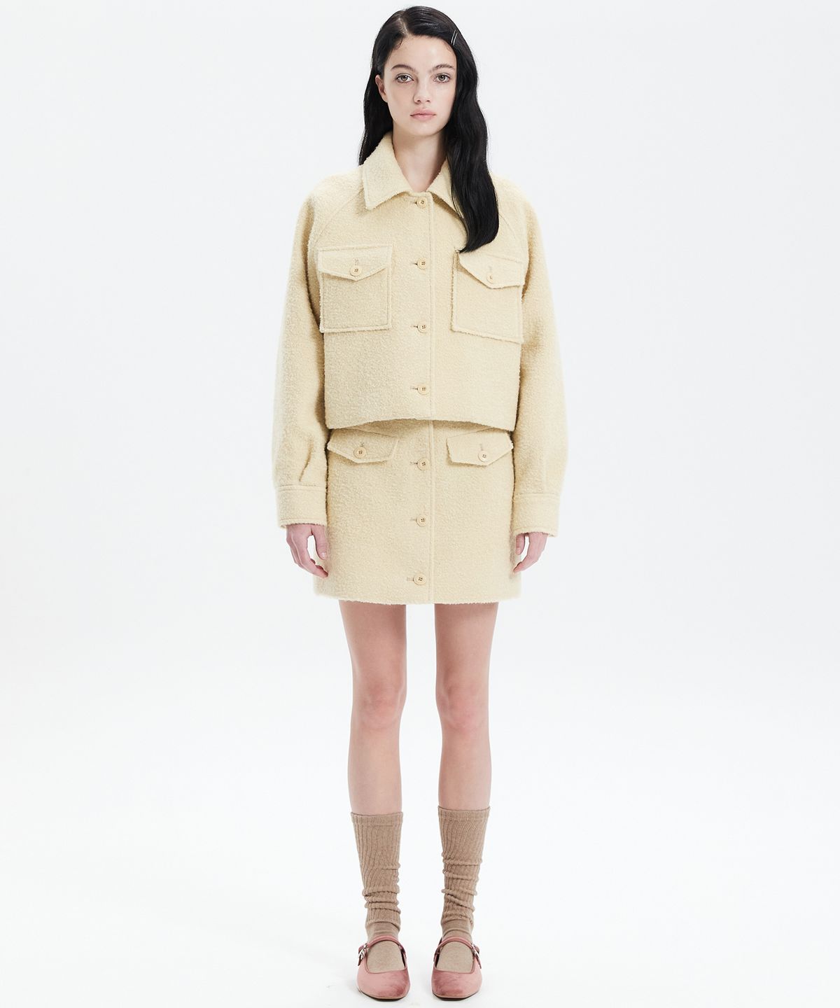 해바이해킴(HAE BY HAEKIM) BOUCLE WOOL SHORT JACKET_YELLOW