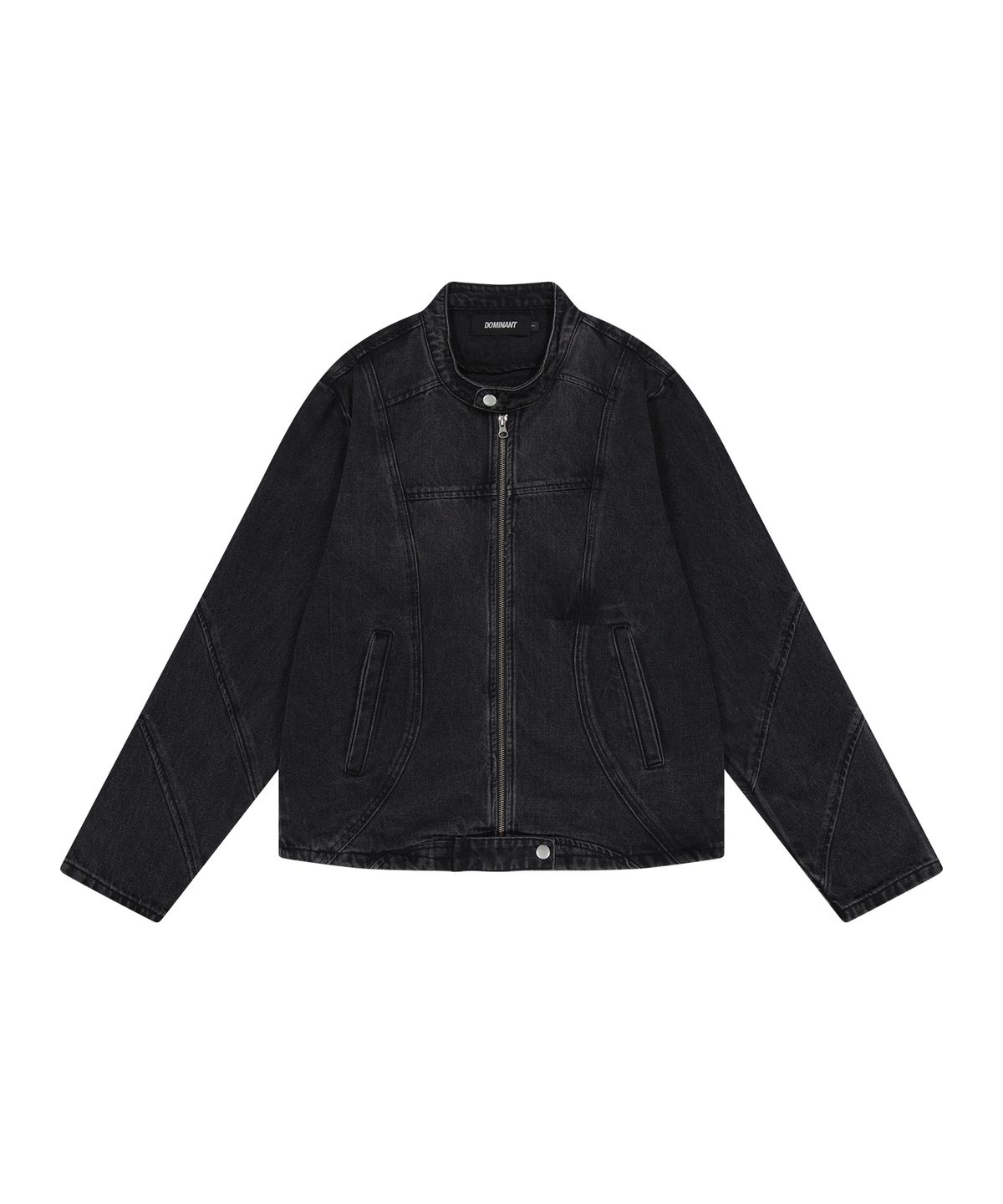 도미넌트(DOMINANT) Curved Biker Denim Jacket_Black