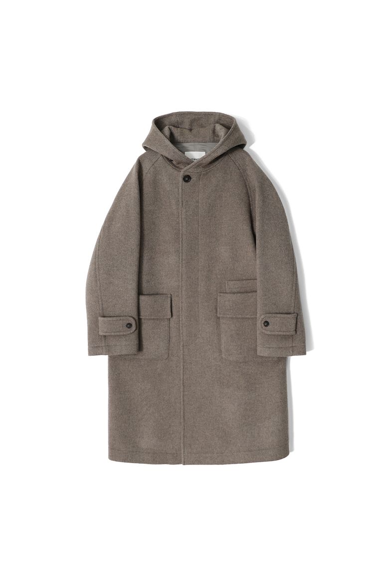 Longgrove Wool Hood Coat Melange Beige