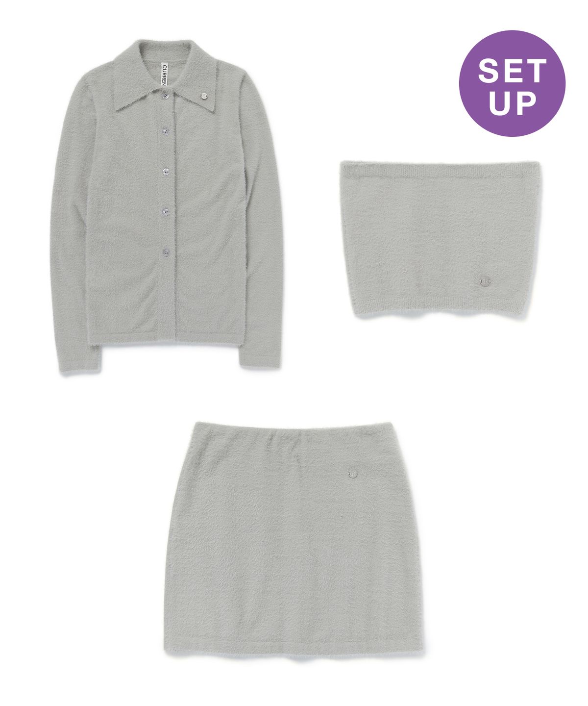 커렌트(CURRENT) HAIRY KNIT SET-UP [LIGHT GRAY]