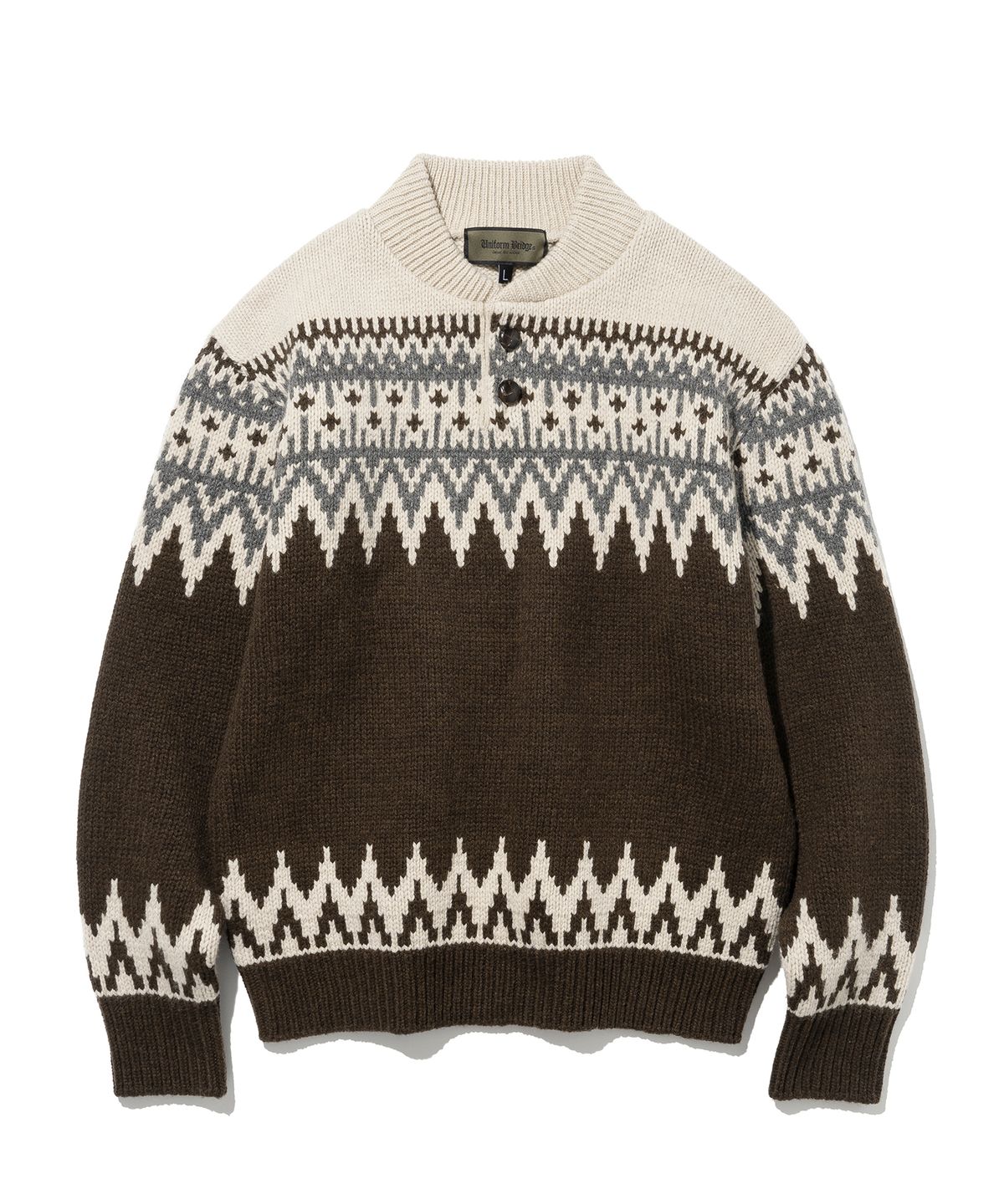 유니폼브릿지(UNIFORM BRIDGE) nordic jacquard button sweater brown