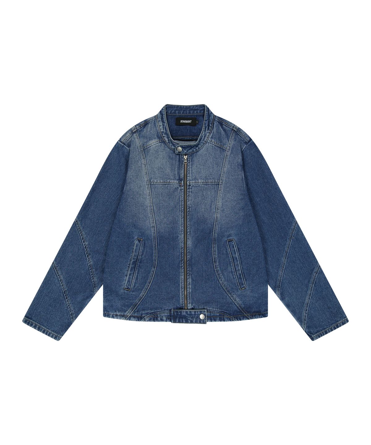 도미넌트(DOMINANT) Curved Biker Denim Jacket_Blue