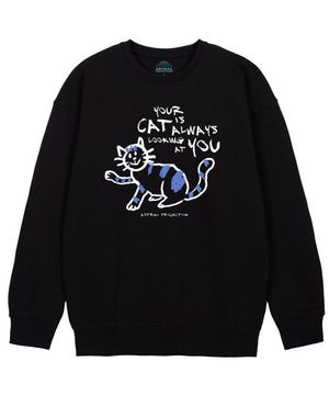 두들캣 루즈핏 맨투맨_블랙