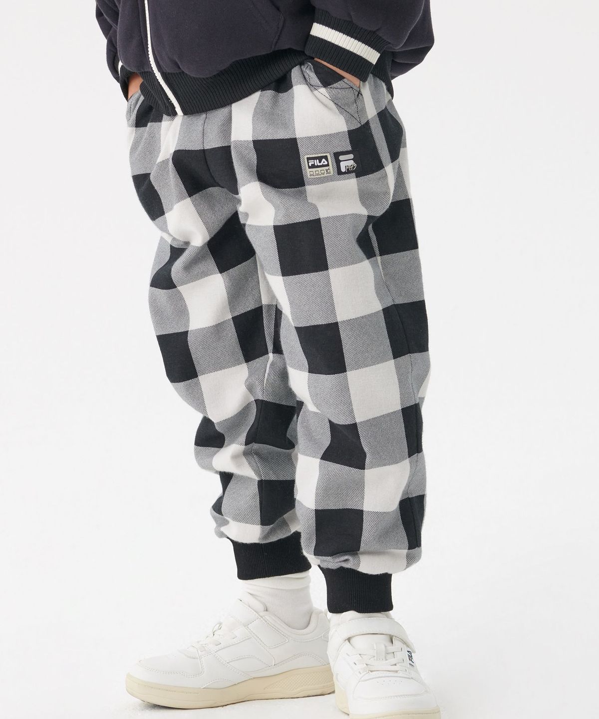 휠라 키즈(FILA KIDS) 어반 체크 플리스 겹팬츠(FK2PTF4503XLGY)