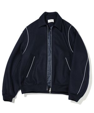 울(WOOL) 파이핑 바시티 자켓 CS_네이비