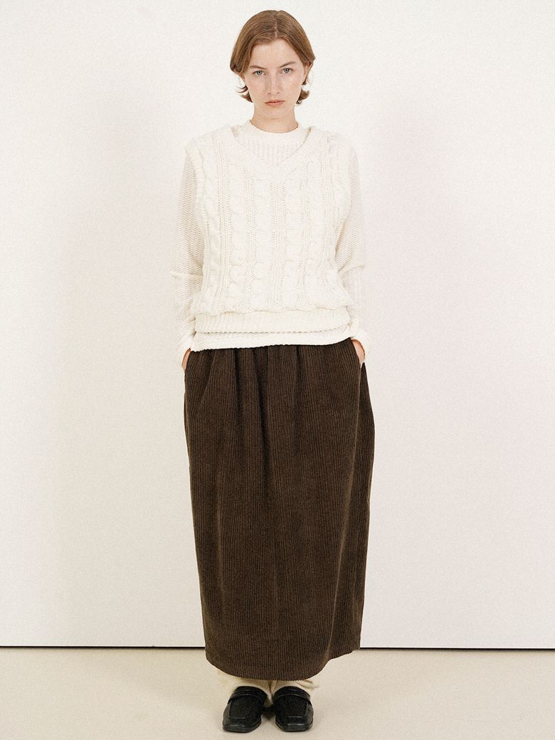 VALENSIA VOLUME CORDUROY LONG SKIRT_BR