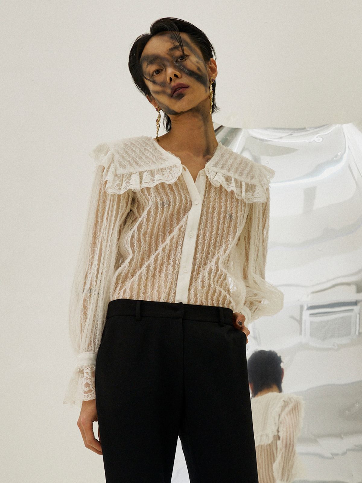 그리디어스(GREEDILOUS) Sailor Collar Textured Shirt