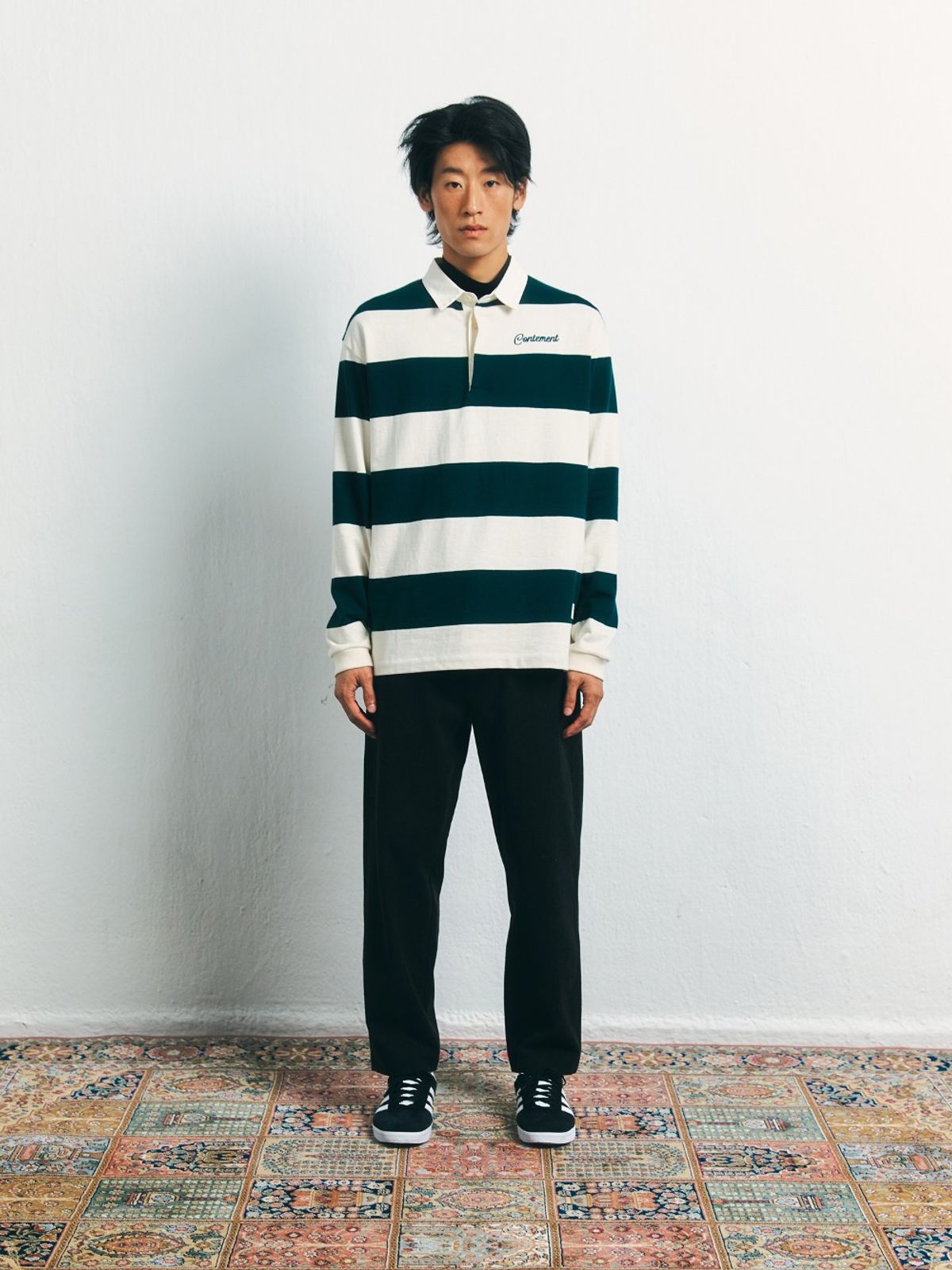 컨티먼트(CONTEMENT) TWO COLOR STRIPE POLO T-SHIRT