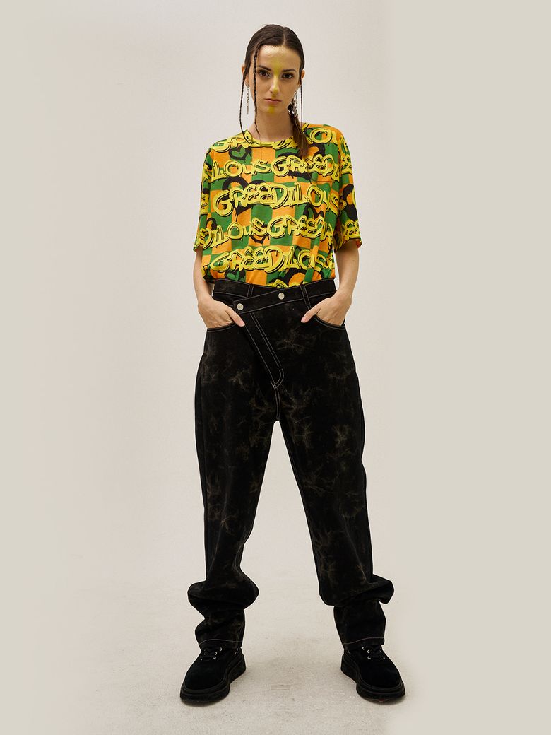 Asymmetrical Tye-Die Jeans