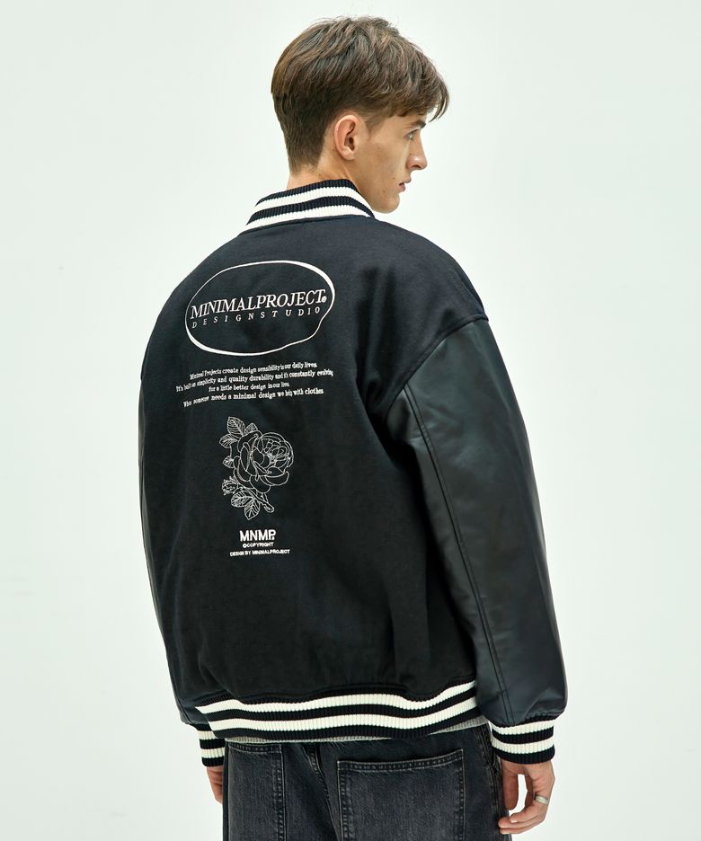 서클 로고 플라워 스타디움 자켓 MBJ103 [BLACK]