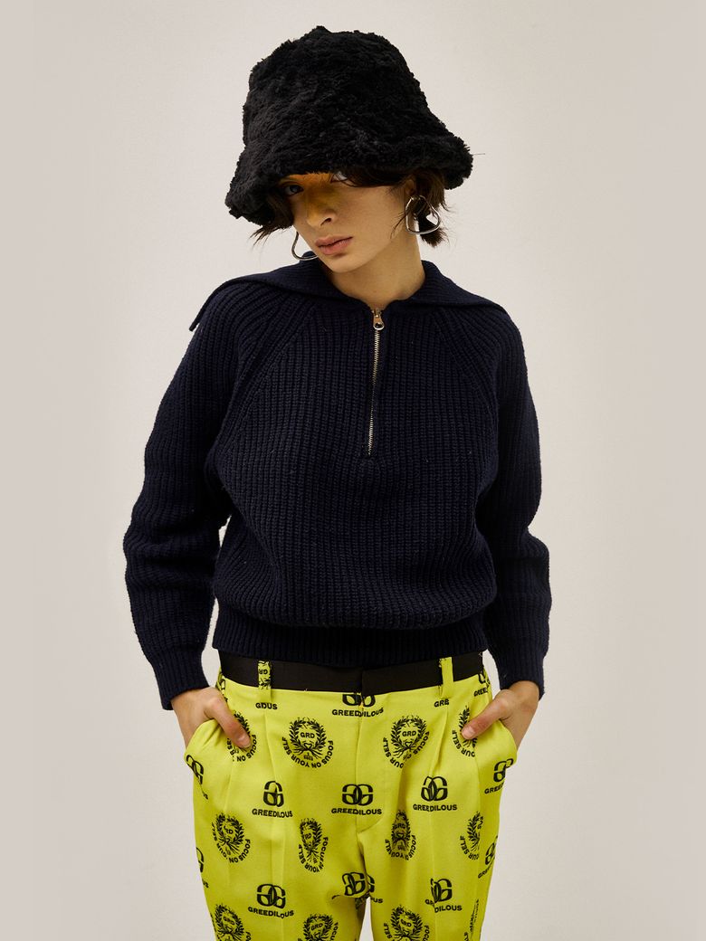 Sailor Zip-Up Knit Top