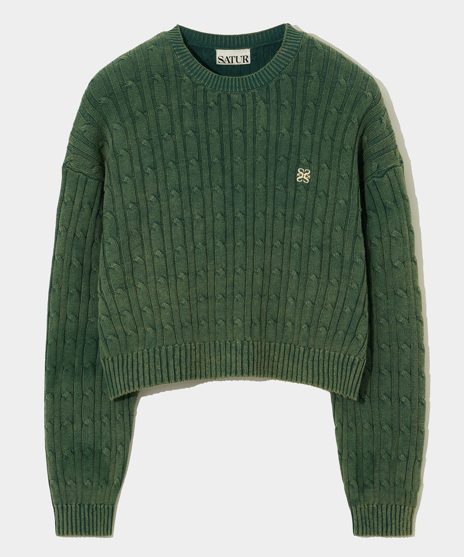 ★送料・関税込★SATUR★Classic Solid Cable Knit★ MUSINSA公式 | SATUR (W) Classic Dyed Cable Knit Vintage Green