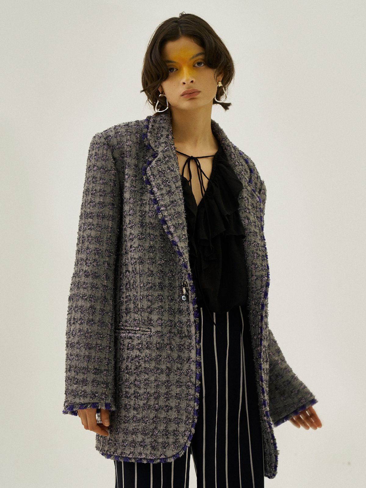 그리디어스(GREEDILOUS) Straight Textured Tweed Coat
