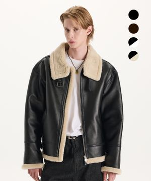 하이넥 라인 무스탕 자켓 (4Color)