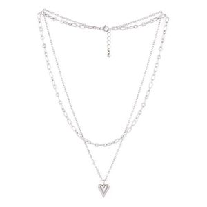 롱 하트 레이어드 써지컬 스틸 체인목걸이 (J2302-AN141_SV)