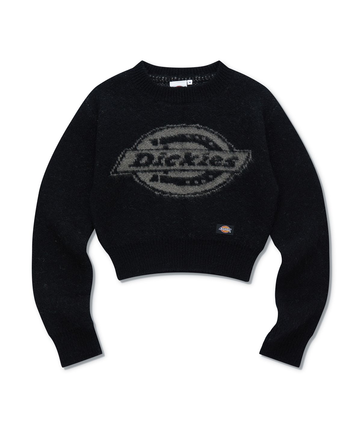 디키즈(DICKIES) 아이코닉 로고 크롭 헤어리 니트 - 블랙