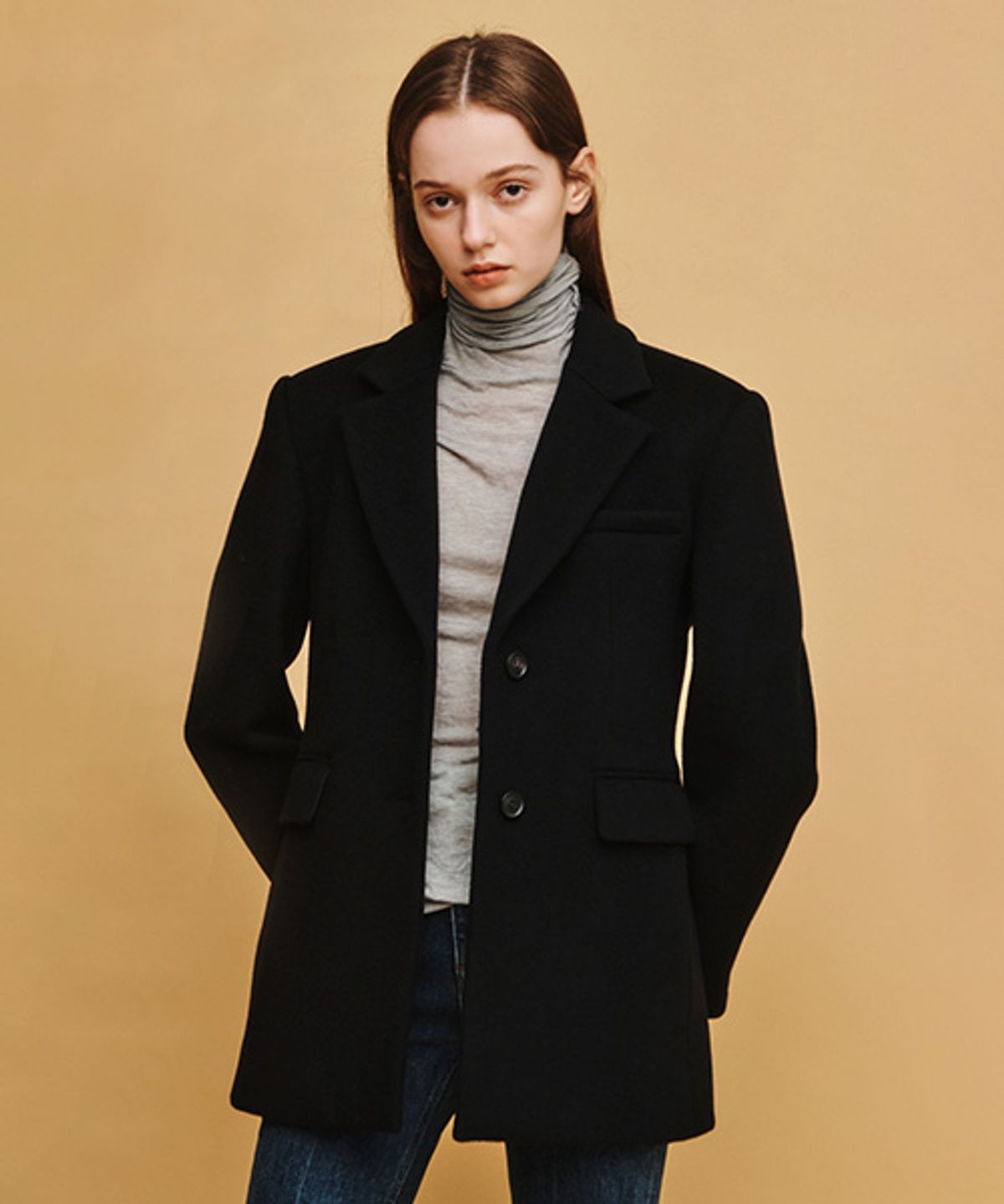 아바몰리(AVA MOLLI) WOOL SEMI A LINE JK (BK)