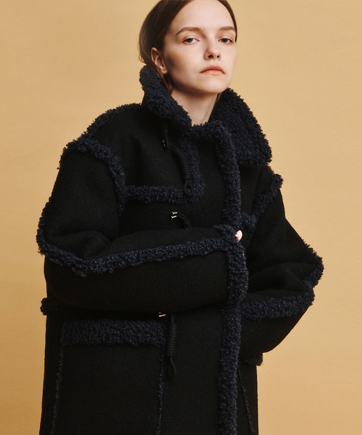 아바몰리(AVA MOLLI) WOOL & FUR MIXED MUSTANG (NAVY)