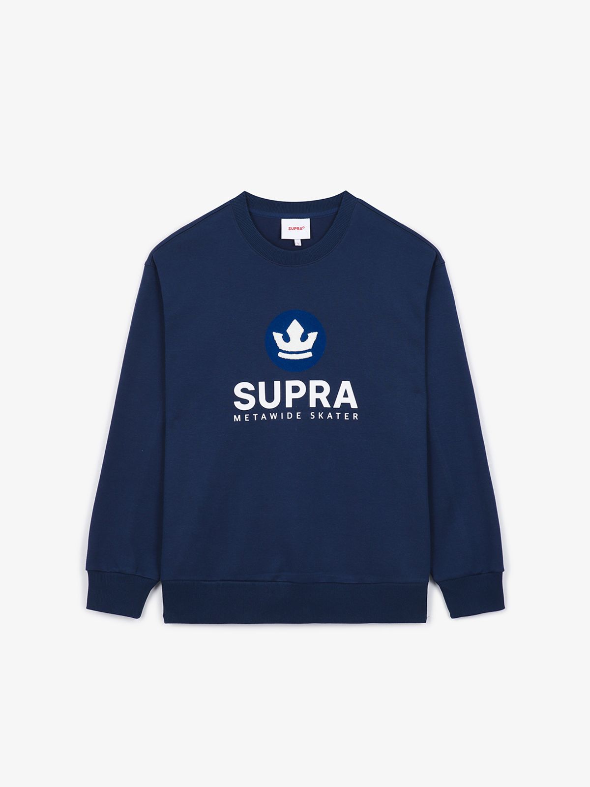 수프라(SUPRA) 에센셜 크라운 부클 자수 오버핏 맨투맨(NAVY)