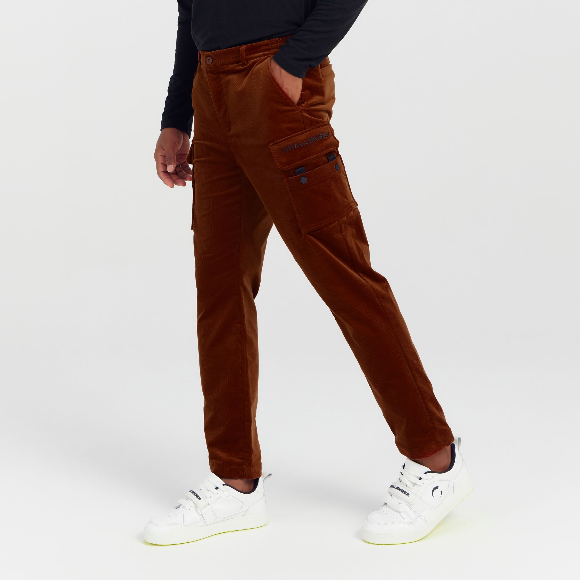 MUSINSA CHALLENGER Men's Corduroy Cargo Pants Dark Orange