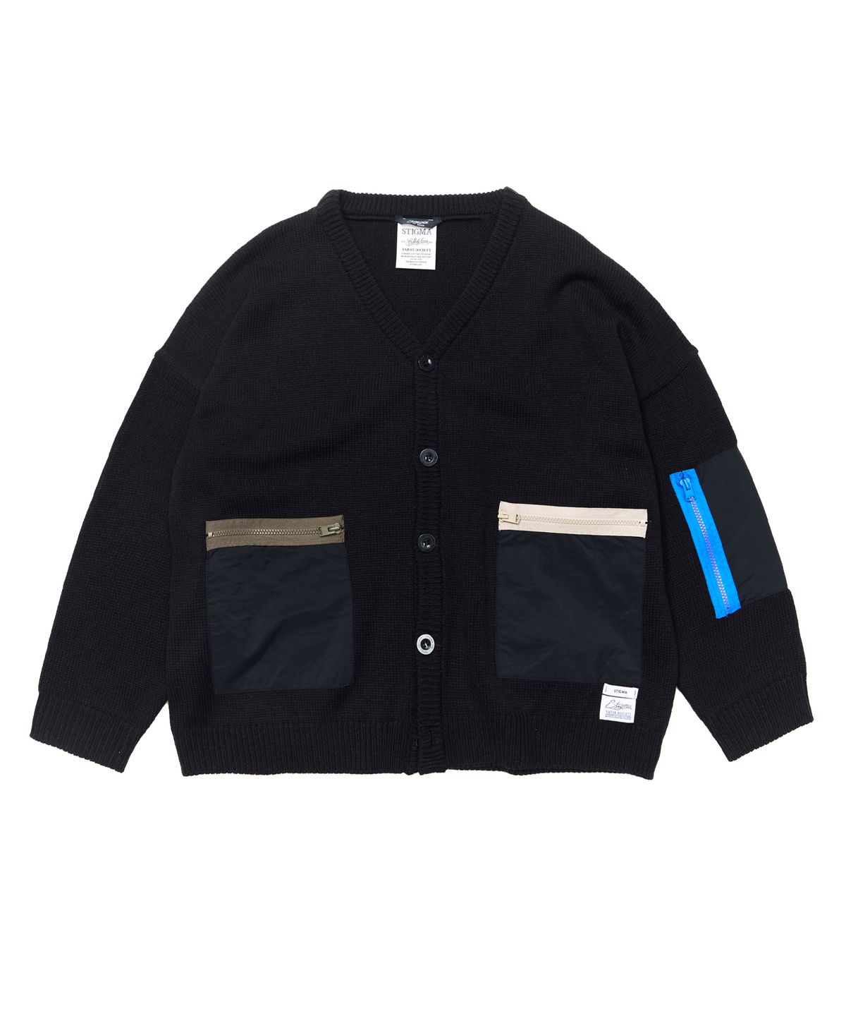 스티그마(STIGMA) ZIPPER OVERSIZED CARDIGAN BLACK