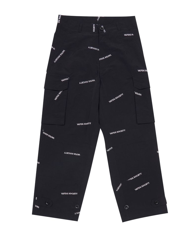 VATOS EMBROIDERY WIDE PARACHUTE PANTS BLACK