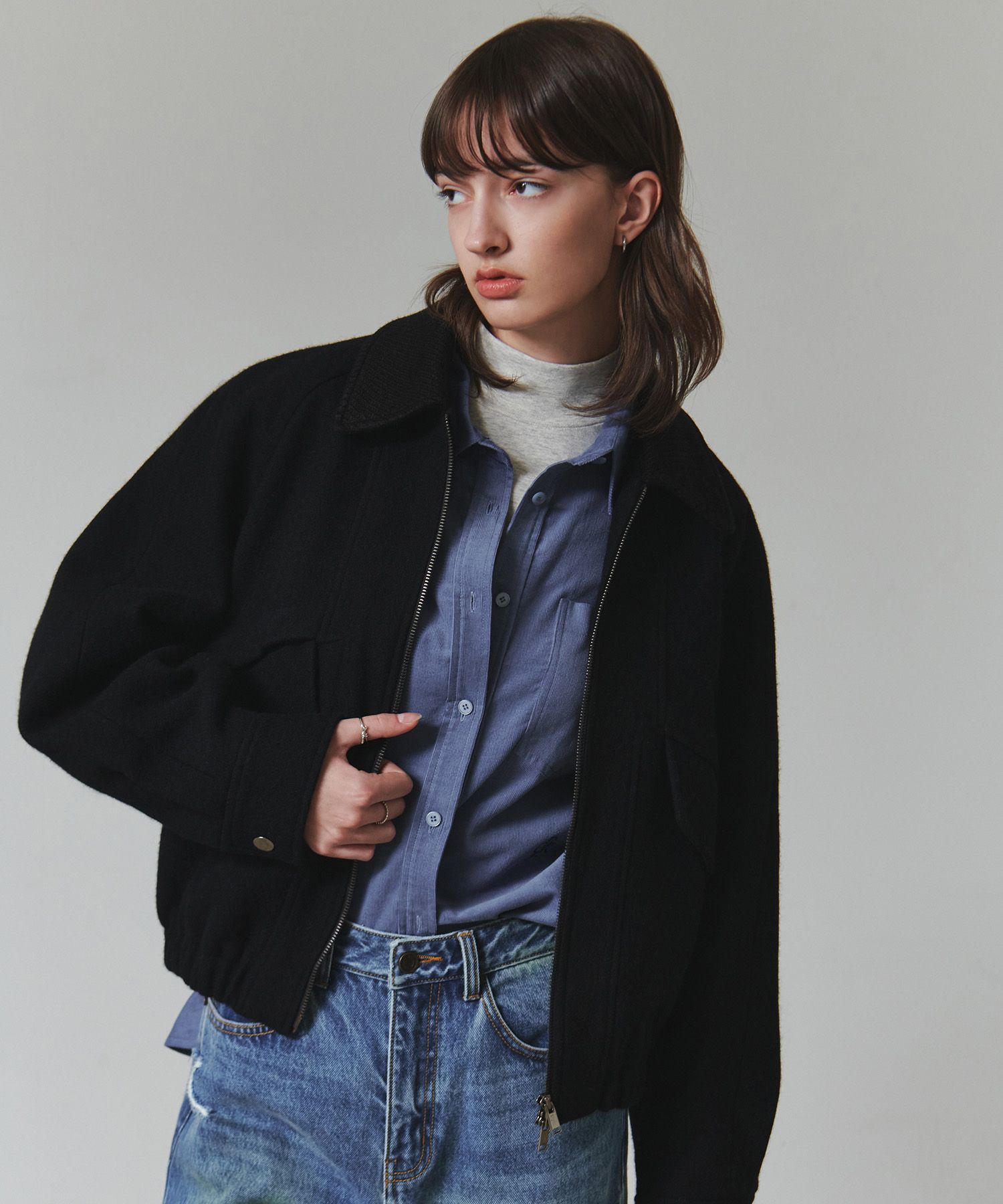 ジャケット citybreeze Wool Blue Jacket Jumper_BLACK MUSINSA | CITYBREEZE WOMAN (UNI) Wool Blue Jacket Jumper_BLACK