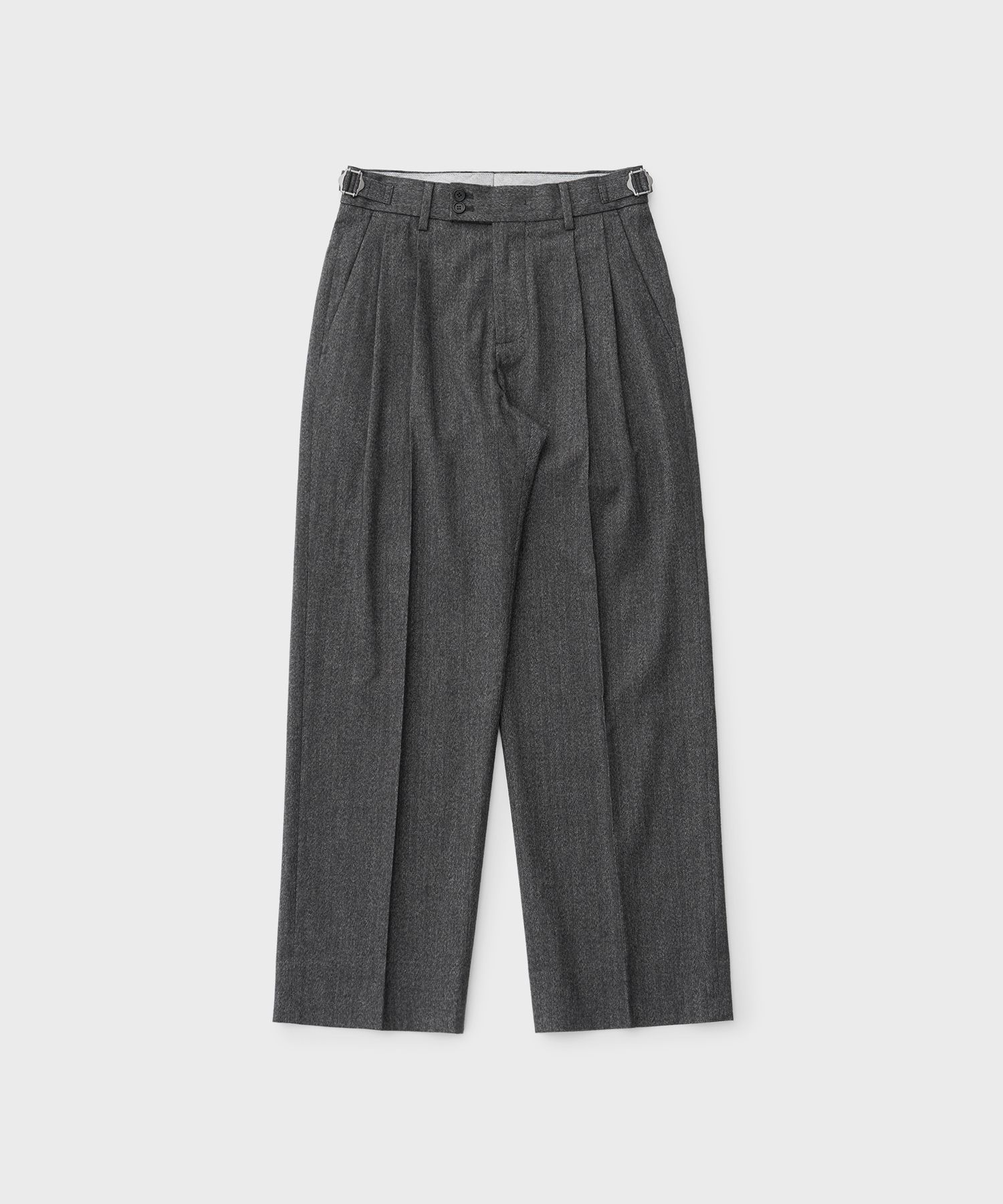 MUSINSA公式 | ANOTHER OFFICE Santiago Mild Slacks (Black-Herringbone)