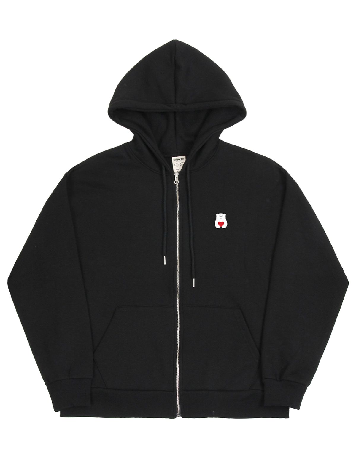 그레이버(GRAVER) [UNISEX]폴라베어 하트 후드집업_블랙