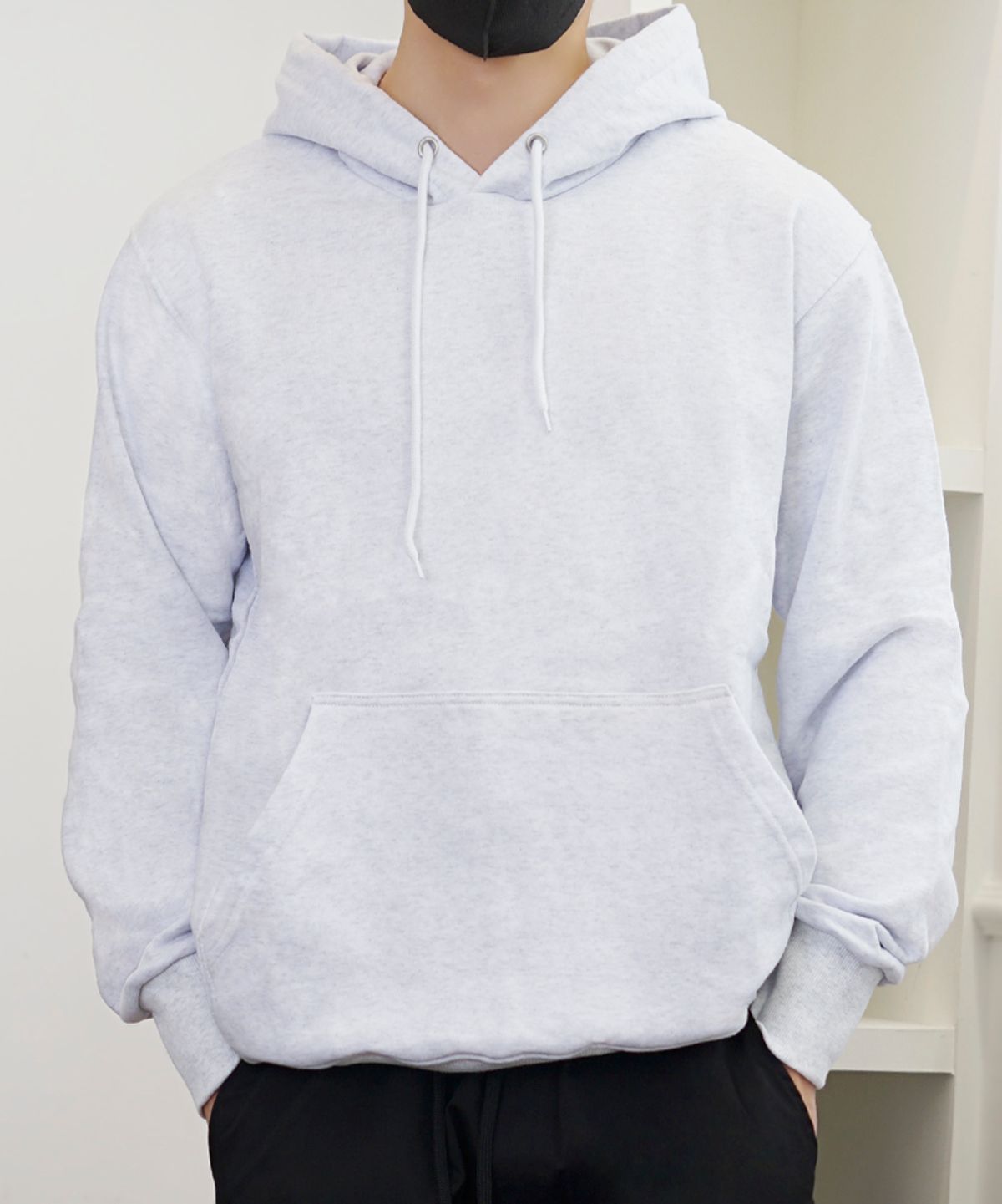 유니어패럴(UNI APPAREL) 베이직 스웨트 후드티 화이트메란지