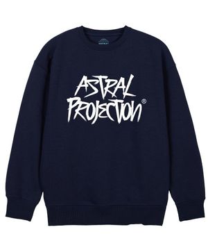 그래피티 레터링 루즈핏 맨투맨_네이비