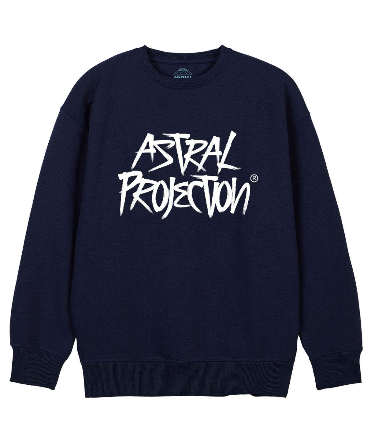 아스트랄 프로젝션(ASTRAL PROJECTION) 그래피티 레터링 루즈핏 맨투맨_네이비