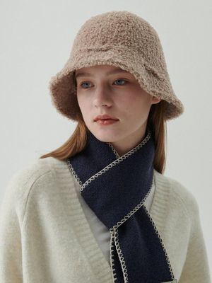 부클 리본 버킷햇 (코코아)