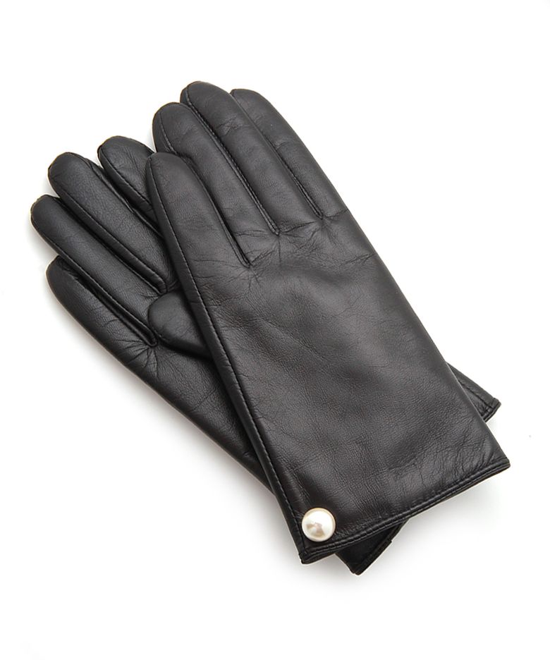 pearl black leather glove