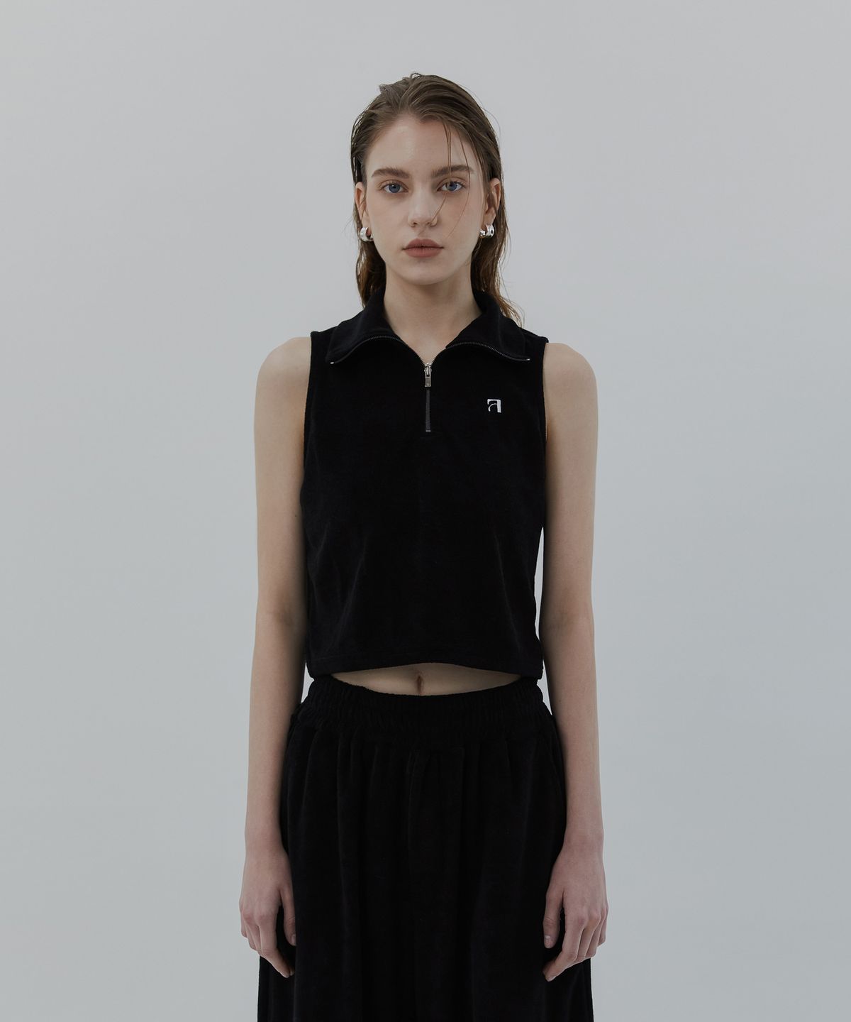 트리밍버드(TREEMINGBIRD) Terry Set-up Sleeveless [ Black ]