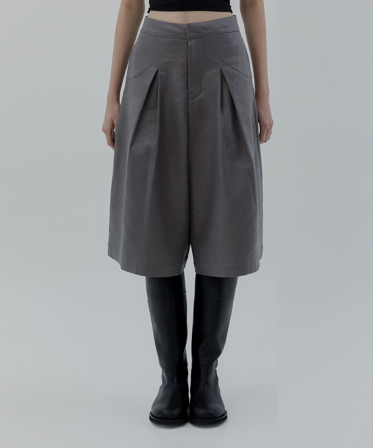트리밍버드(TREEMINGBIRD) Curve Line Half Pants [ Warm Gray ]