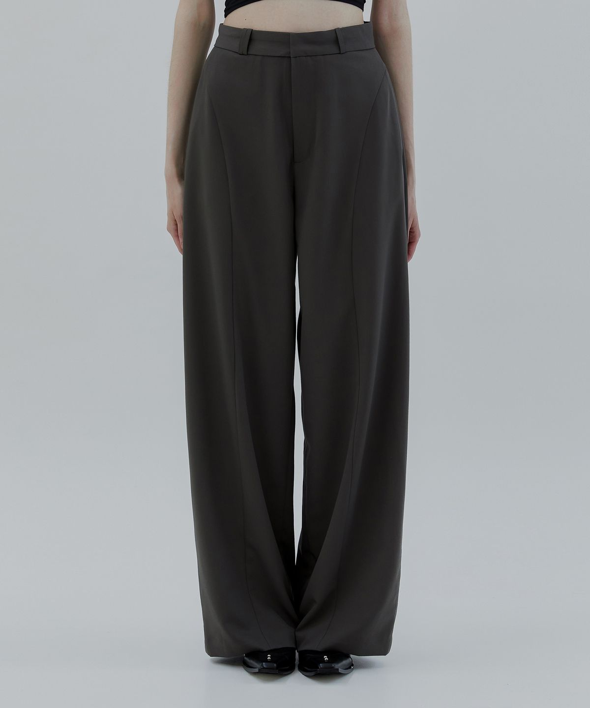 트리밍버드(TREEMINGBIRD) Bustier Set-up Trouser [ Khaki Gray ]