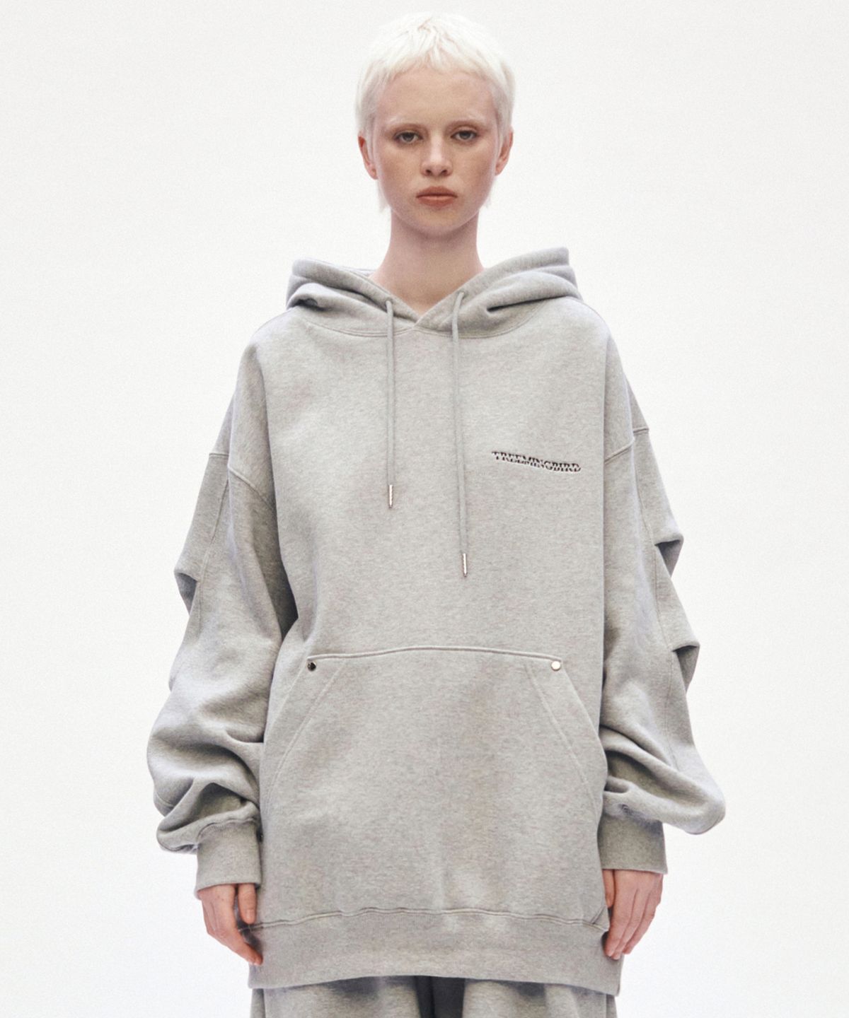 트리밍버드(TREEMINGBIRD) Rivet Sweat Set-up Hoodie [ Gray ]