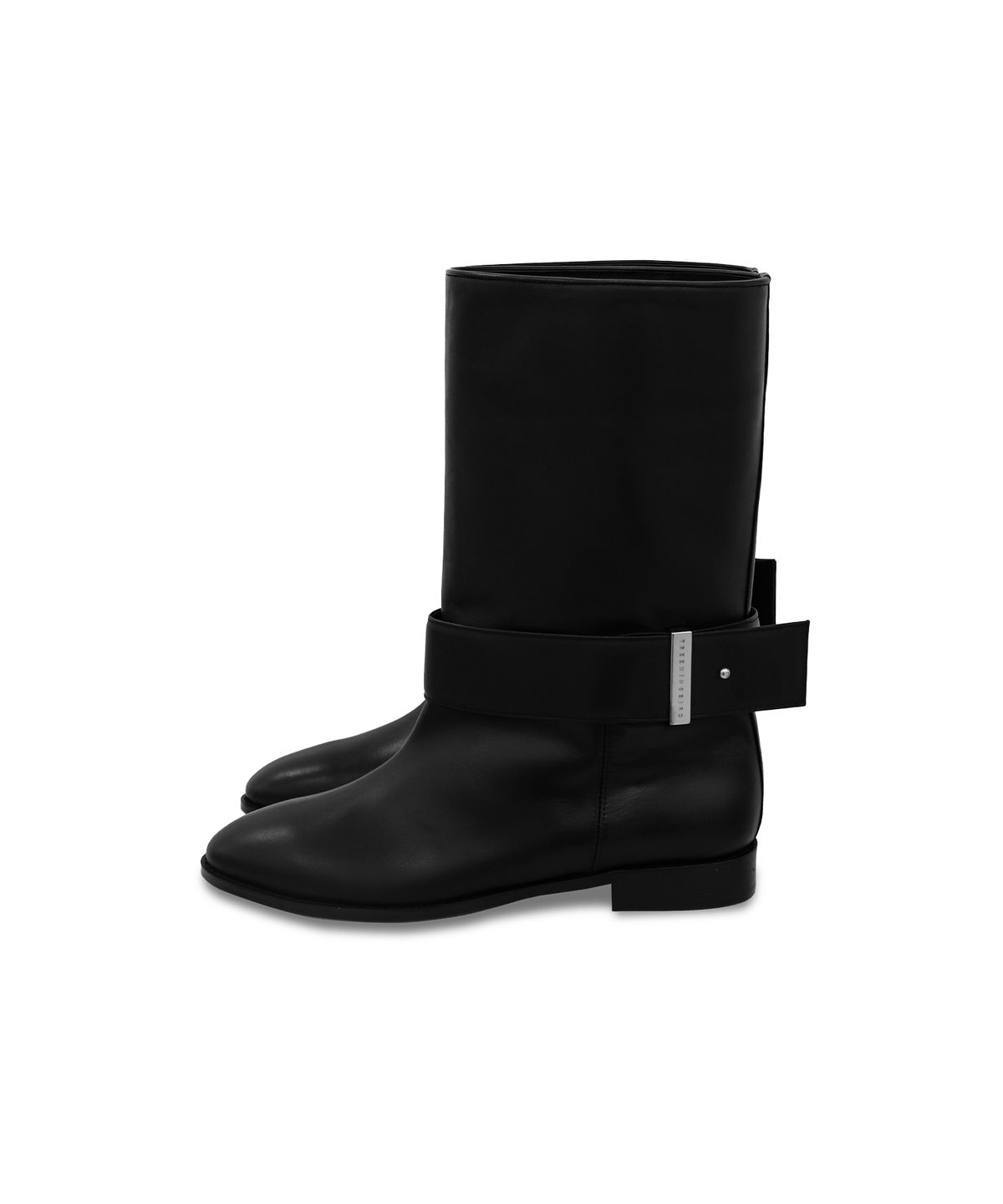 트리밍버드(TREEMINGBIRD) HANDMADE) Cowhide Belted Middle Boots [ Black ]