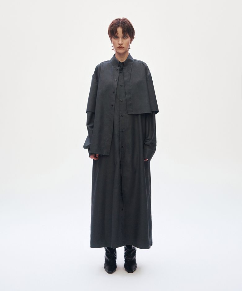 3-way Layered Shirt One-piece [ Charcoal ]