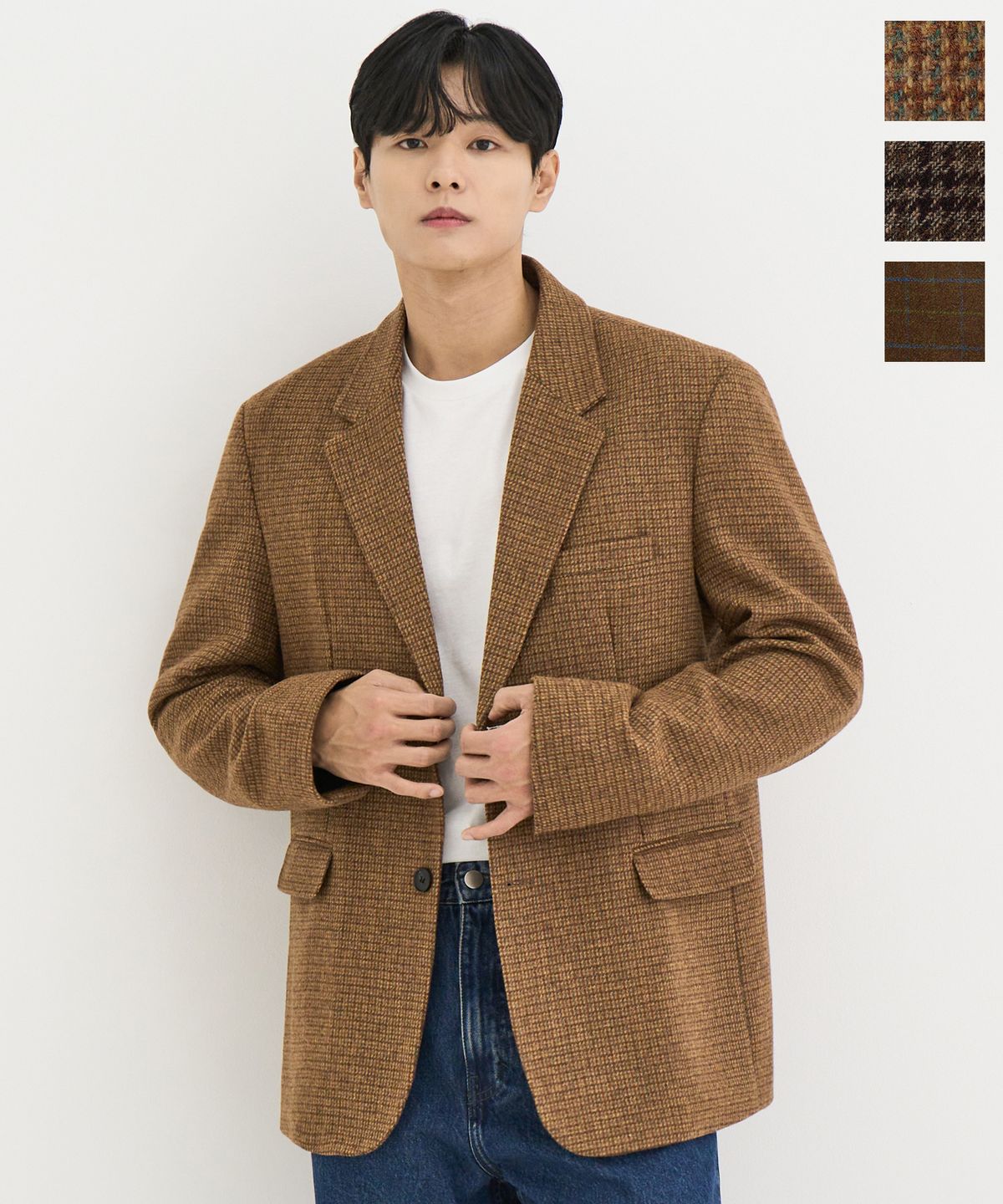 프레리(PRAIRIE) 빈티지 체크 오버핏 블레이저 (3-TYPE)