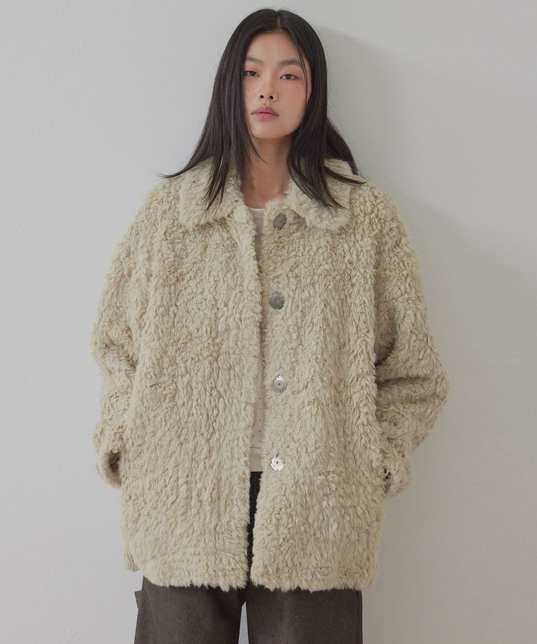 BUTTON UP OVER FIT FUR JACKET_T326OT808