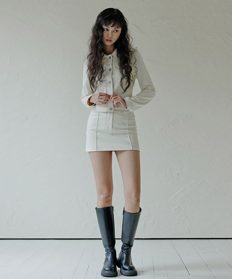 HERRINGBONE MINI SKIRT_T326BT702