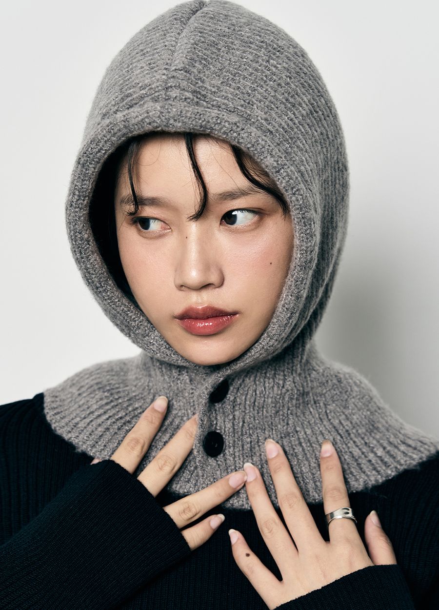 【未使用・タグ付】wool cashmere バラクラバ/グレー リブバラクラバ - ダークグレー - レディース | H&M JP
