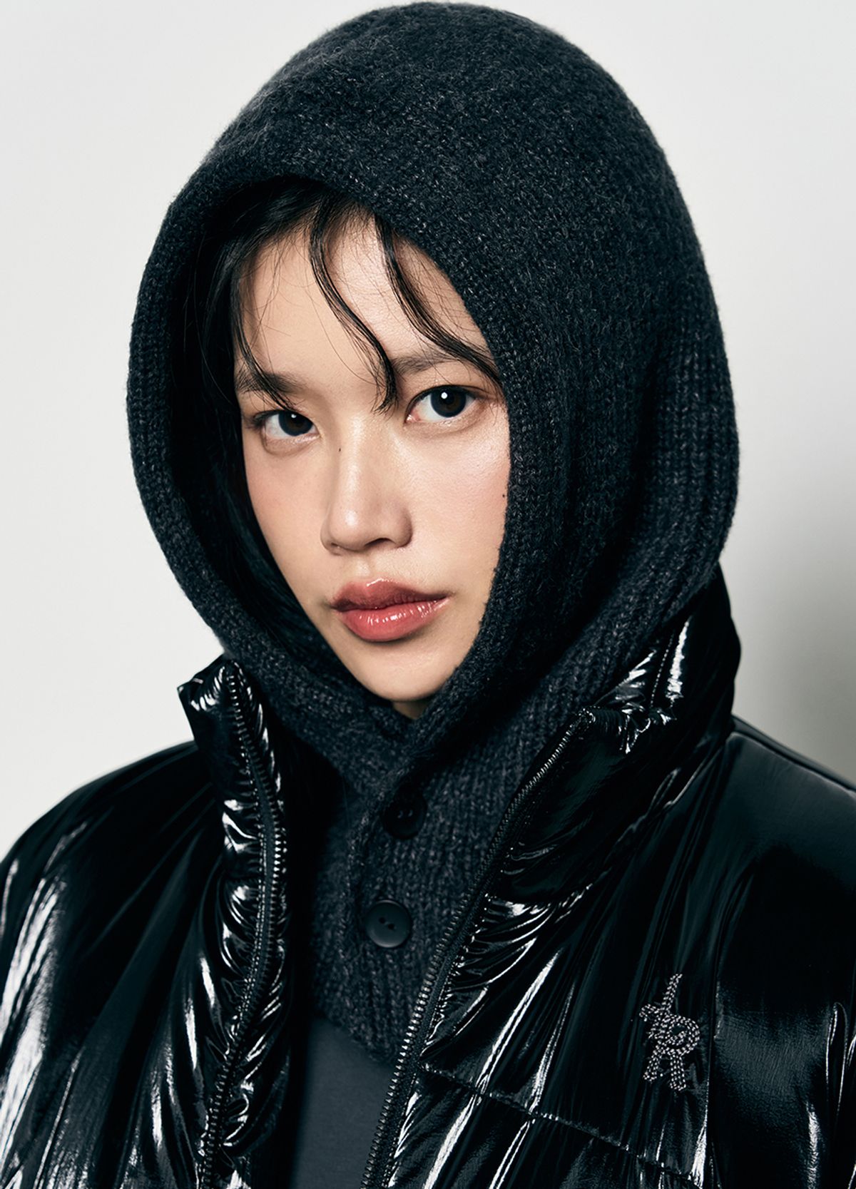 레더리(LEATHERY) 릴렉시드 니트 바라클라바 [CHARCOAL]