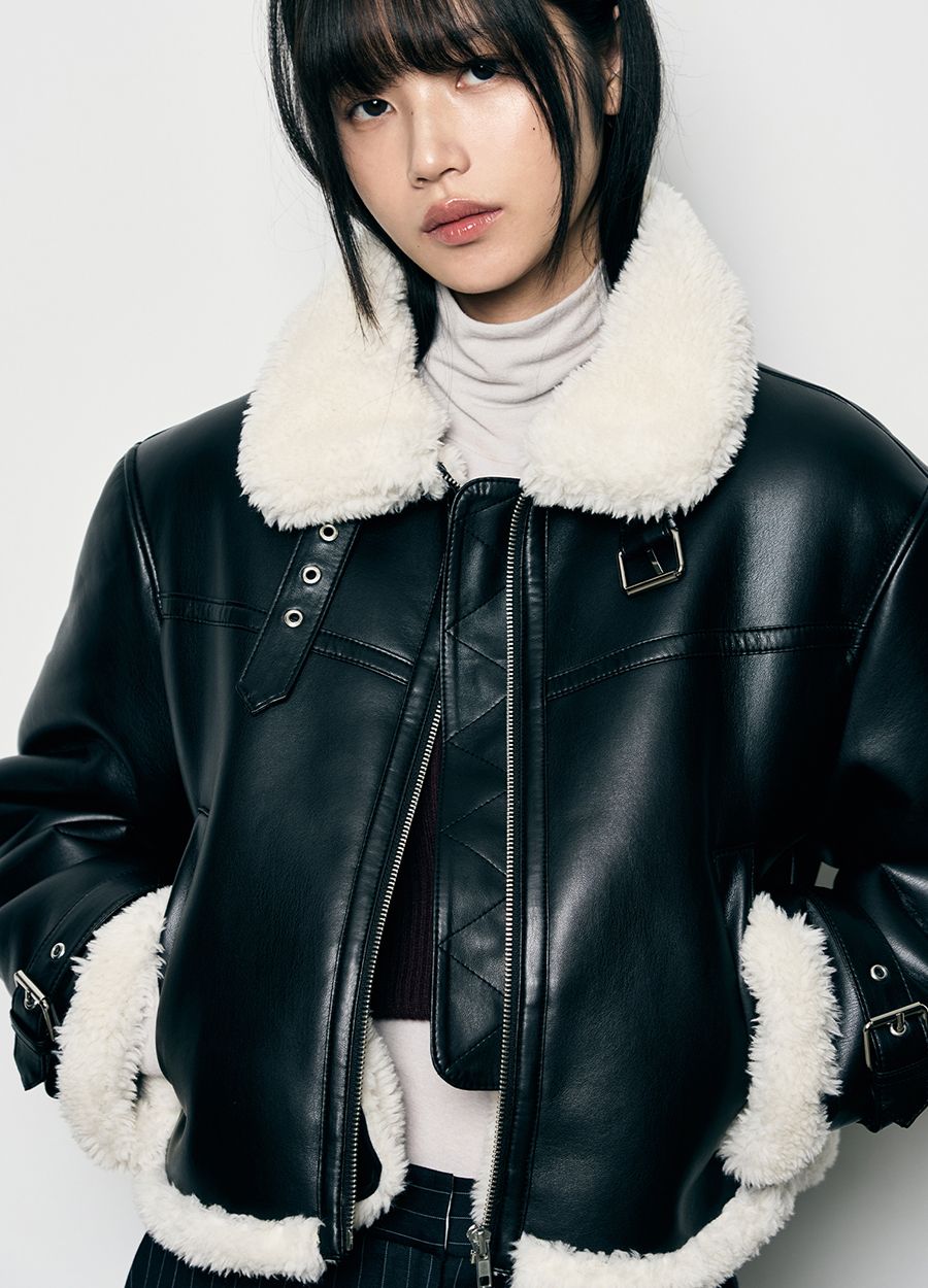 レザージャケット・コート [LEATHERY] OBLIQUE OVER-FIT LEATHER MUSTANG JACKET MUSINSA | LEATHERY Oblique Overfit Leather Mustang Jacket