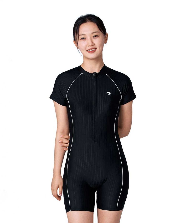 여성 집업 반팔 3부 반신 실내수영복 M23022