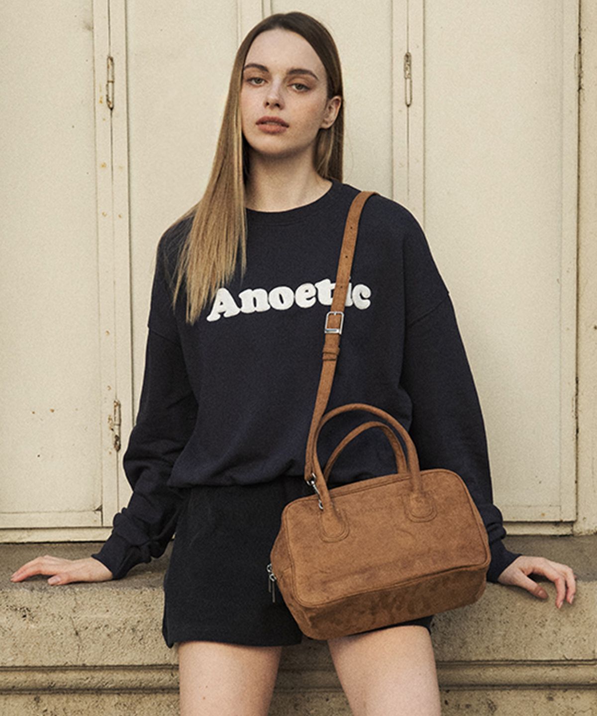 아노에틱(ANOETIC) TWO-WAY SUEDE TOTE BAG_BROWN