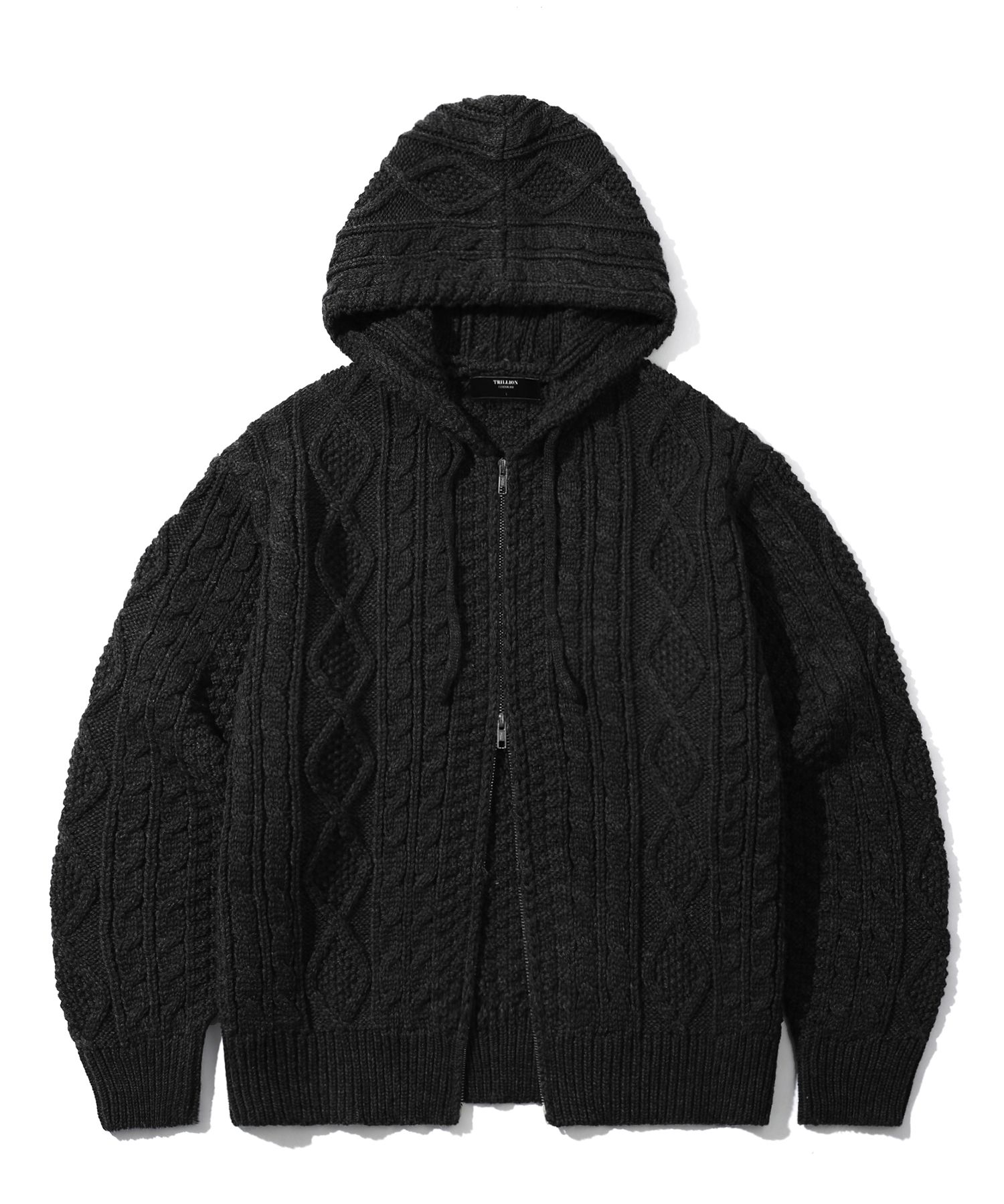 【YOURNUS】Lopian Knit Hood Zip-Up Hoodie Zip-Up Knit Sweater OS305 - Korean Women's Fashion